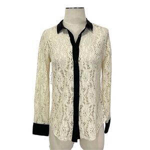 Anthropologie `VanessaVirginia' Cottagecore Lacework Button^ Blouse Size 2